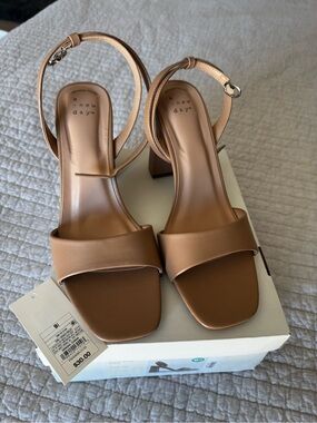 a new day Tan Strappy Block Heel Sandals